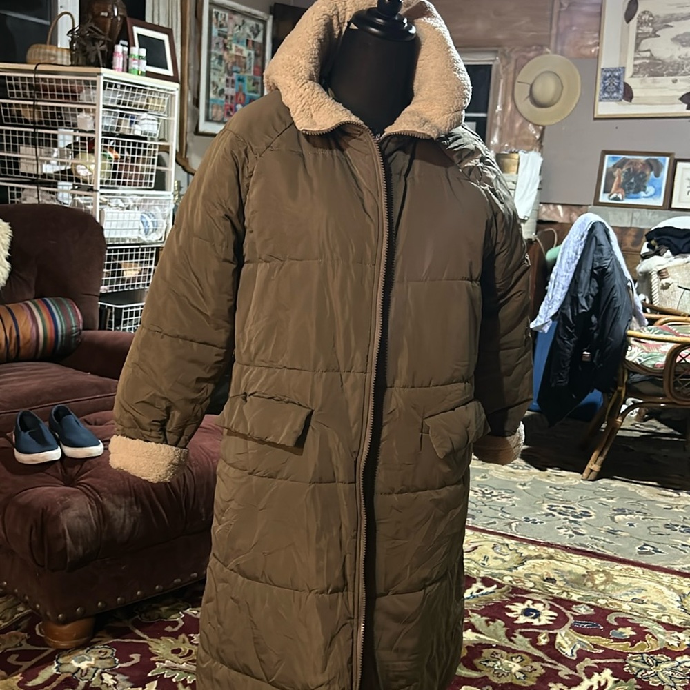 Pretty Garden Fleece lined puffer coat